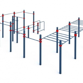Рукоход разноуровневый, каскад турники классического хвата, брусья ВС.01.11