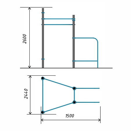 Два турника классического хвата, шведская стенка, брусья тр.89 фото 2