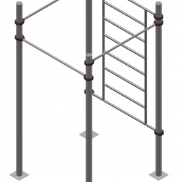 Три разноуровневых турника, шведская стенка ВС.01.30