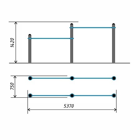 Брусья двойные для отжимания разноуровневые тр.89 фото 2