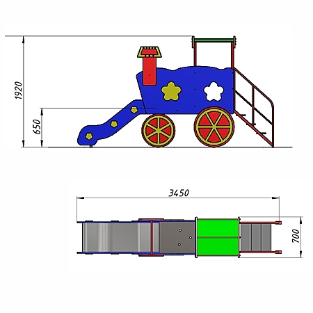 Горка «Паровозик» (площадка Н-0,65м)  фото 5