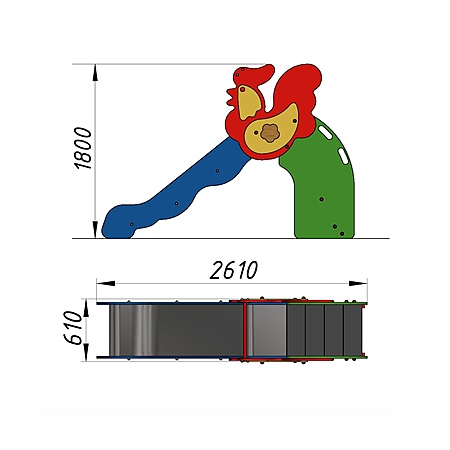 Горка «Петушок» (скат нерж. площадка Н-1.0м)  фото 3