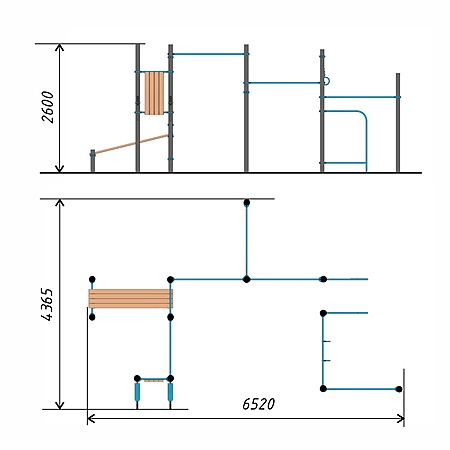 Спортивный комплекс воркаут  (хомуты Тр.89мм) фото 2