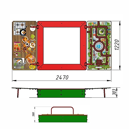 Песочница с крышками, низ нержавеющая сталь (фотопечать) фото 2