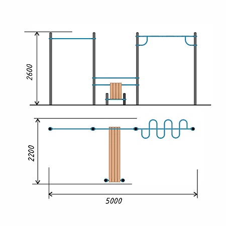 Турник классического хвата, «Змейка» тр.108 фото 2