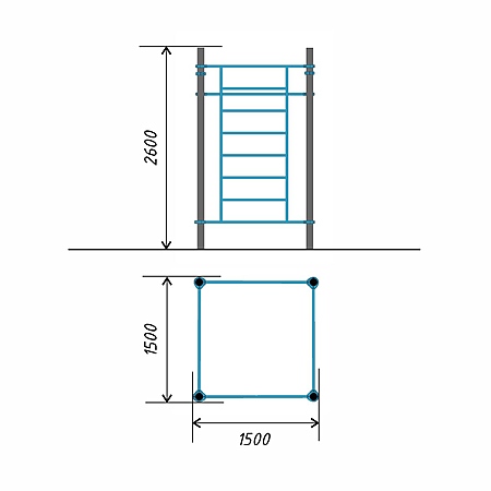 Три разноуровневых турника, шведская стенка тр.108 фото 3
