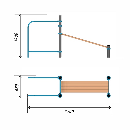 Лавка для пресса с брусьями тр.108 фото 2