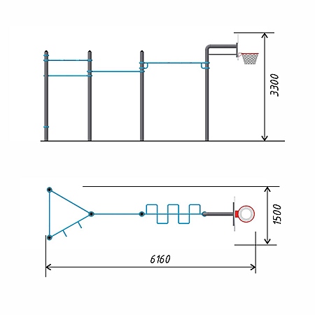 Спортивный комплекс воркаут, баскетбольная стойка, тр.108 фото 2