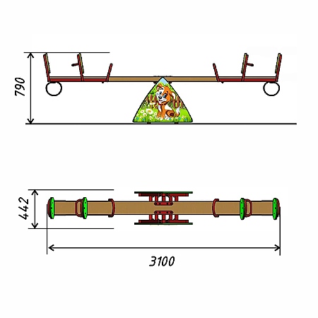 Качалка-балансир 4х местный (дружок) фото 2
