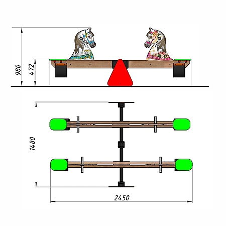 Качалка-балансир двойная  «Лошадки», УФ фотопечать фото 2
