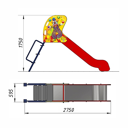 Горка фотопечать (скат нерж. площадка Н-1,0м)  фото 3