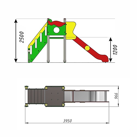 Горка (скат нерж. площадка Н-1,2м)  фото 3