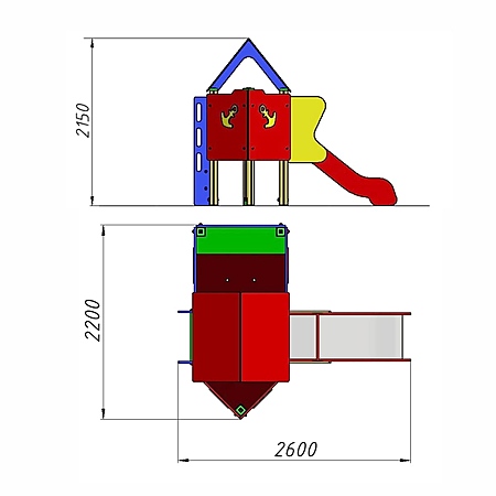 Горка «Баркасик» (скат нерж. площадка Н-0,65м) фото 3