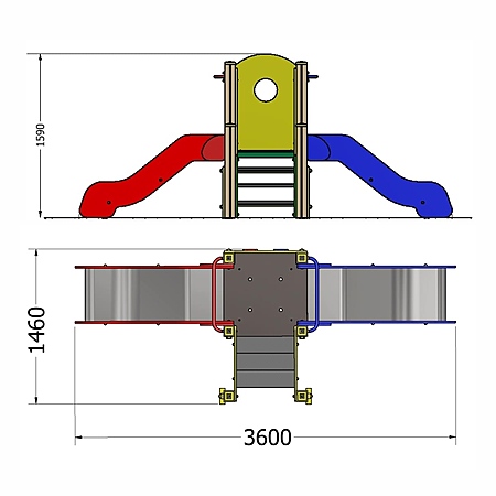 Горка двойная(скат нерж. площадка Н-0,65м) фото 3