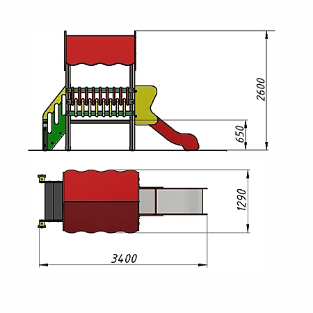 Горка «Теремок» (скат нерж. площадка Н-0,65) фото 3