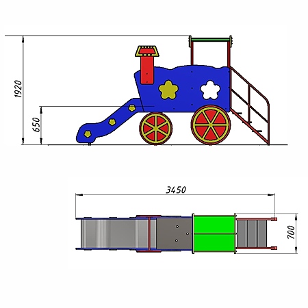 Горка «Паровозик» (скат нерж. площадка Н-0,65м)  фото 5