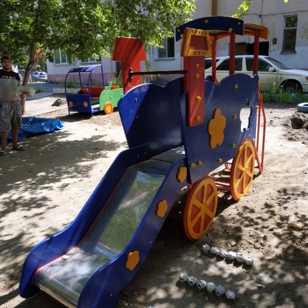 Горка «Паровозик» (скат нерж. площадка Н-0,65м)  фото 4