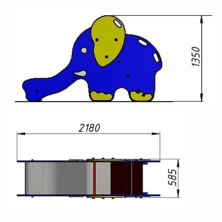 Горка «Слоник» (скат нерж. площадка Н-0,65м)  фото 3