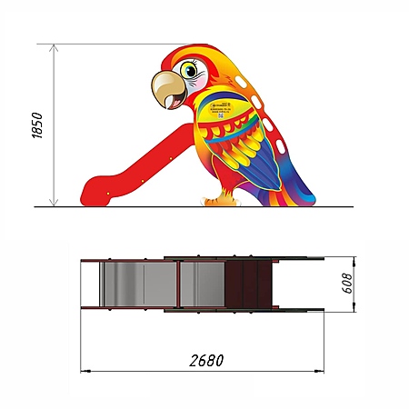 Горка «Попугай» фотопечать (скат нерж. площадка Н-0,8м) фото 3