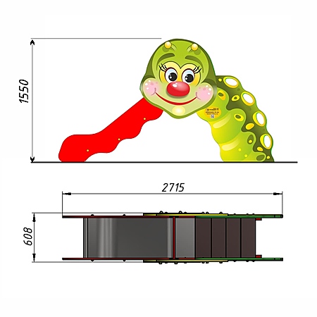 Горка «Гусеничка» фотопечать (скат нерж. площадка Н-0,8м)  фото 3