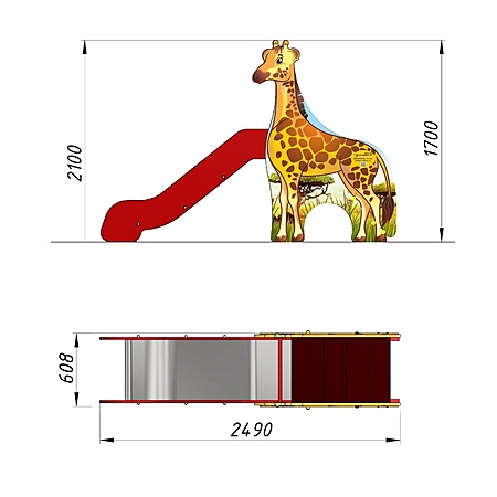 Горка «Жираф» фотопечать (скат нерж. площадка Н-0,8м)  фото 3