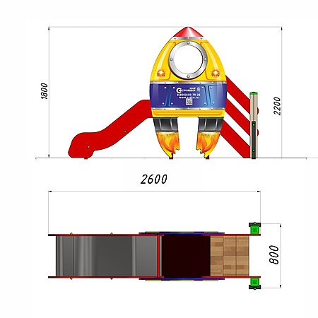 Горка «Ракета» фотопечать (скат нерж. площадка Н-0,8м)  фото 3