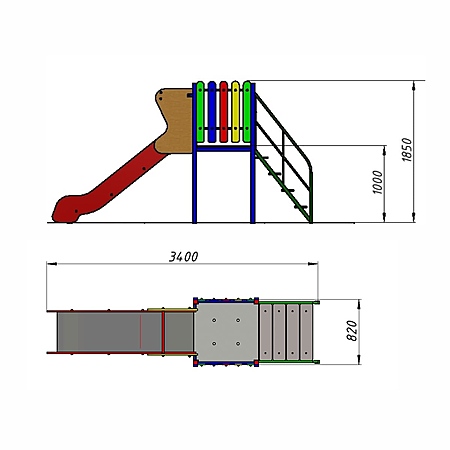 Горка (скат нерж. площадка Н-1.0м) фото 3