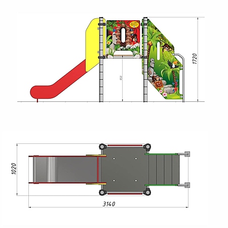 Горка фотопечать  (скат нерж. площадка Н-0,9м фото 3