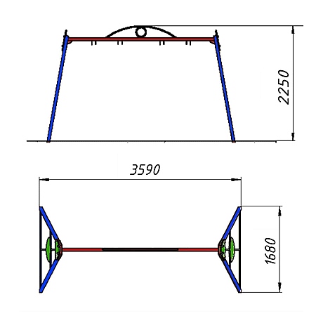 Качели двойные «Крепость» без подвеса фото 2