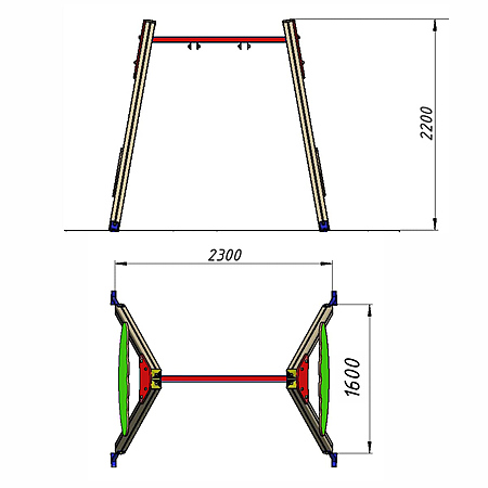 Качели «Лужайка» одинарные без подвеса фото 2