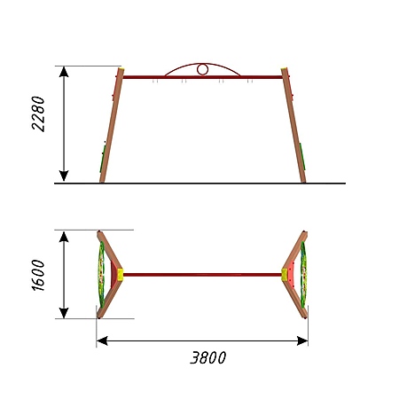 Качели двойные с фотопечатью без подвеса фото 2