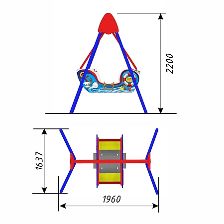 Качели детские «Кораблик» с фотопечатью фото 2