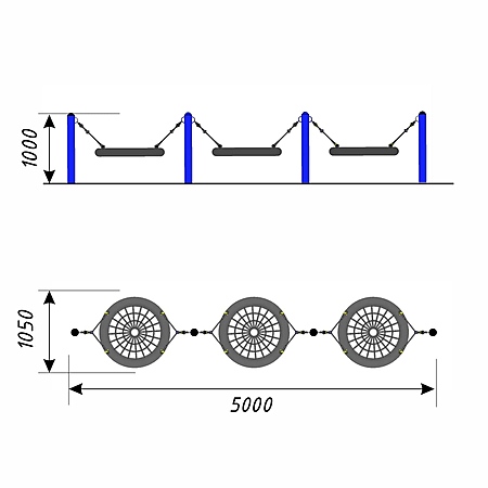 Качели металл тройные  «Гнездо»тр. 108мм. (с подвесом армированным) для общего пользования фото 2