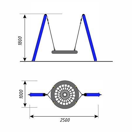 Качели металл  «Гнездо» тр. 108мм. (с подвесом армированным) для общего пользования фото 2