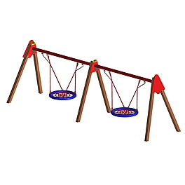 Качели металл двойные «Гнездо», стойки брус 100*100 (с подвесом без армирования) для часного использования