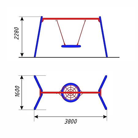Качели металл «Гнездо», металл. стойки тр.кв.80х80 (с подвесом без армирования) для часного использования фото 2