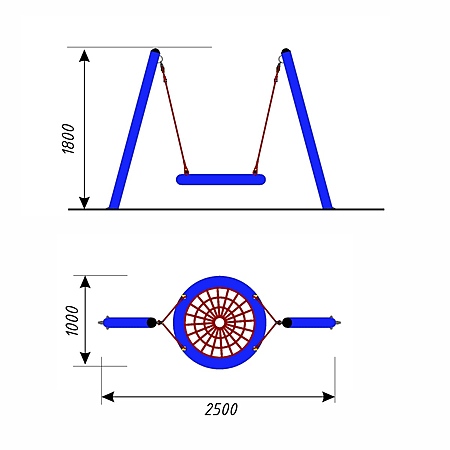 Качели металл  «Гнездо» тр. 108мм. (с подвесом без армирования) для часного использования  фото 2