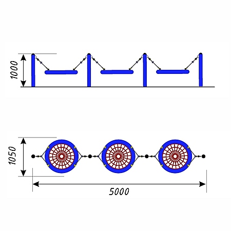 Качели металл тройные  «Гнездо»тр. 108мм. (с подвесом без армирования) для часного использования  фото 2