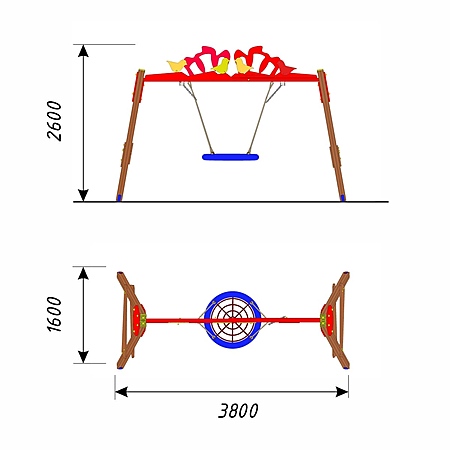 Качели «Птицы гнездо» стойки Брус 100*100 с не армированным подвесом для часного использования фото 2