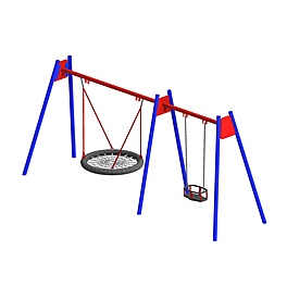 Качели металл двойные металл. стойки тр. 76 (с подвесом армированным и Люлька) для общего пользования