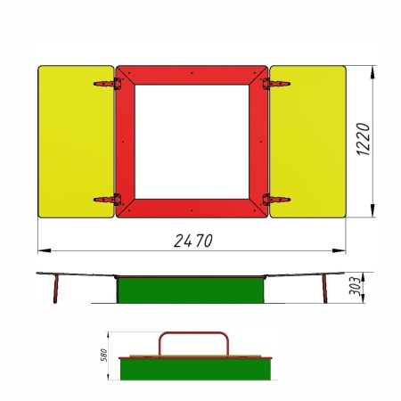 Песочница с крышками низ металл фото 3