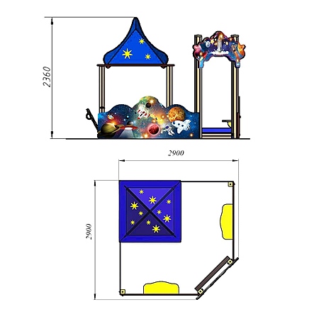 Песочница «Космос» с крышей и крышками  фото 2