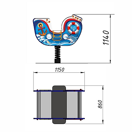 Качалка «Лодочка» на 2-х пружинах  фото 2
