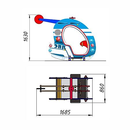Качалка «Вертолетик ДПС» на 2-х пружинах  фото 2