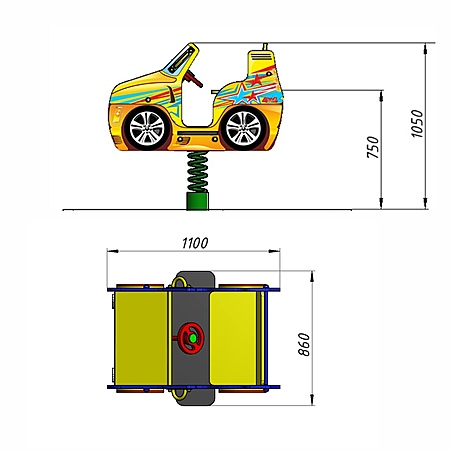 Качалка «Гоночный автомобиль» на 2-х пружинах фото 2