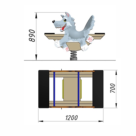Качалка «Волк» на 2-х пружинах фото 2
