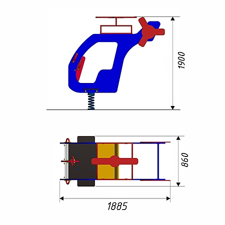 Качалка  «Вертолёт 3» на 2-х пружинах фото 2