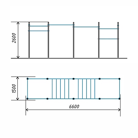 Рукоход классический двухуровневый из 6 турников тр.89 фото 2