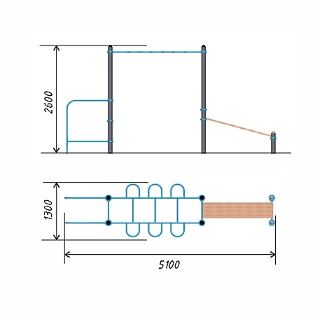 Рукоход с брусьями и лавкой для пресса тр.89 фото 2