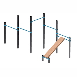 Каскад разноуровневых турников с лавкой для пресса тр.89